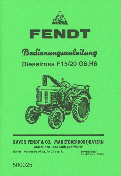 Betriebsanleitung Dieselross F 15 - F 20 H6 ( 02.56 )